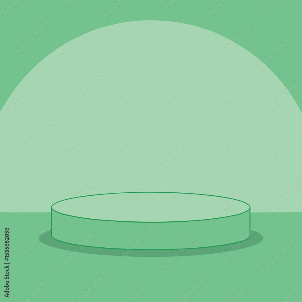 Aufkleber minimalist green product display podium with soft lighting and rounded backdrop for presentation sho
