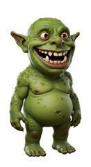 Illustration of a Cartoon Green Troll with a Big Smile png, isolated on trasparent background
