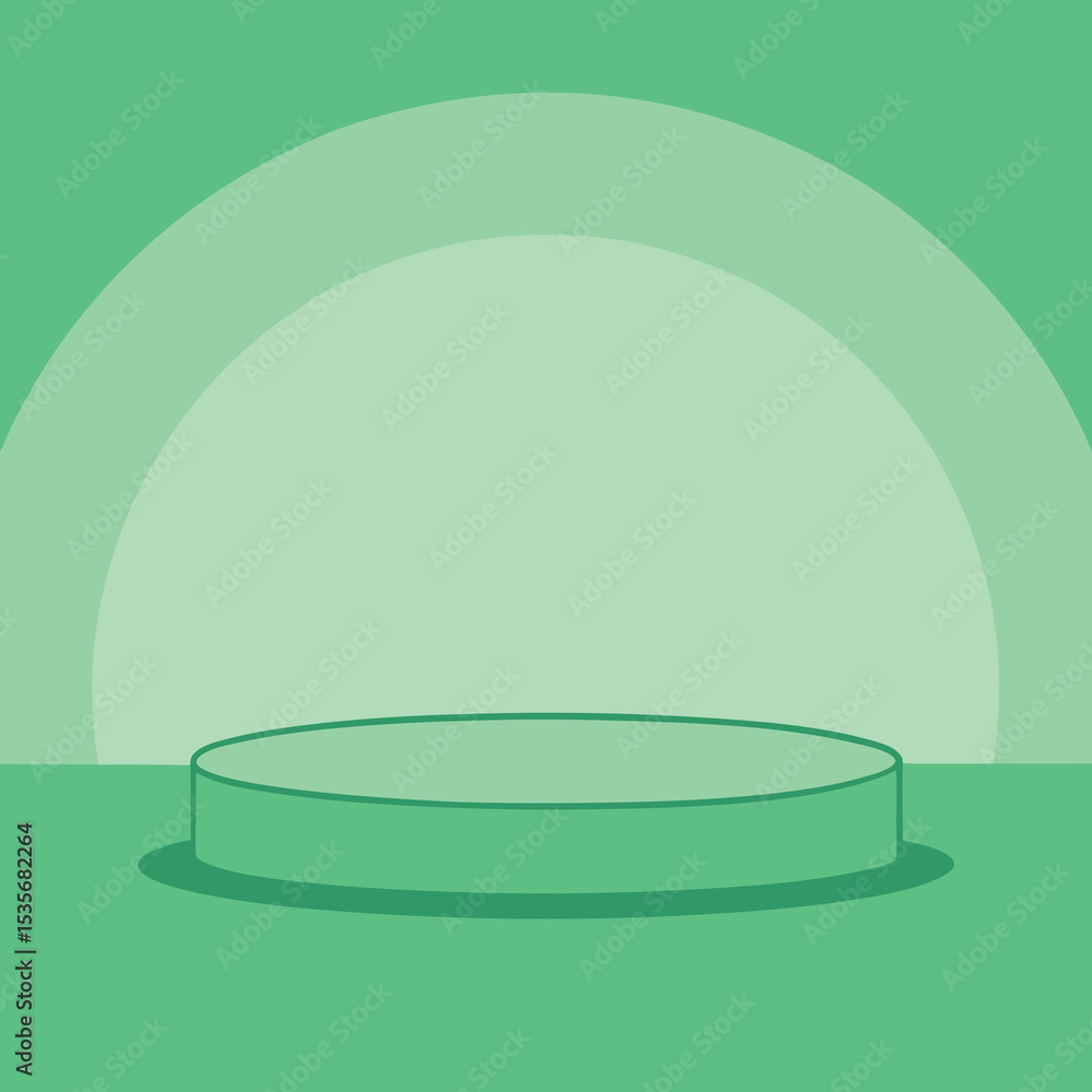 Poster minimalist green product display podium with rounded backdrop ideal for showcasing items in a clean 