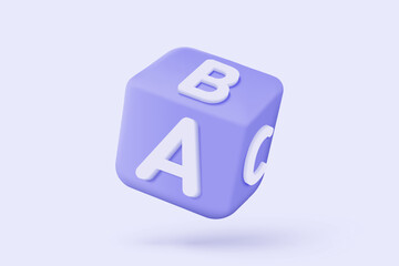 3d ABC blocks connecting jigsaw puzzle icon signs. simplicity for play game in primary preschool. Education academic back to school. 3d kindergarten icon vector render illustration