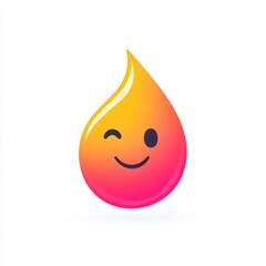 Colorful gradient droplet with a smiling winking face representing a playful nail polish logo on white background