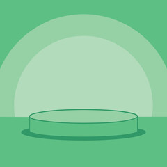 Minimalist Green Product Display Podium with Rounded Backdrop Ideal for Showcasing Items in a Clean Modern and Eye Catching Presentation Style