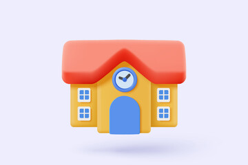 3d academic unique icon signs for primary preschool lesson. teaching skill for education in campus, back to school and study, university or college. 3d graduation icon vector render illustration