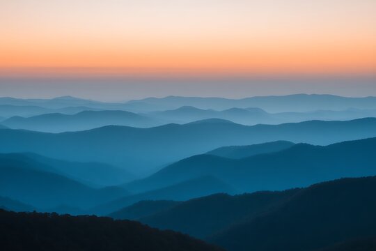 Blue ridge mountains at sunrise hour - Powered by Adobe