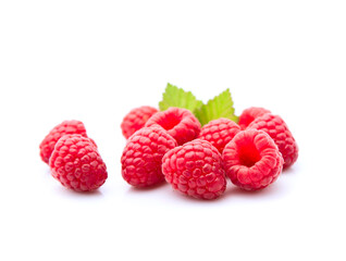 Sweet raspberry with leaves