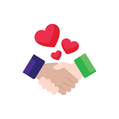 Handshake flat icon with white background vector stock illustration