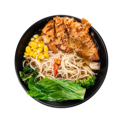 Japanese chicken Katsu noodle Ramen on a Transparent PNG background