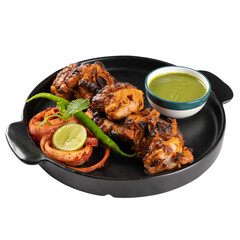 Authentic tandoori chicken tikka on a Transparent PNG background