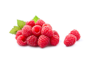 Sweet raspberry with leaves