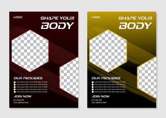 Gym/ fitness flyer template, social media post, web banner with clean and modern layout	