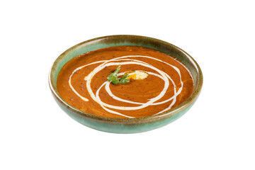 Authentic Dal Makhani with a garnish of cream in a bowl on a Transparent PNG background
