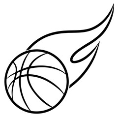 Fiery Basketball Vector – Trail of Fire Sports Ball | Generative AI & Linocut Silhouette Design