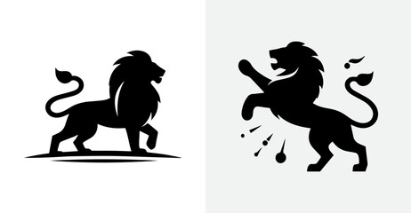Two Silhouette Lions Heraldic and Majestic