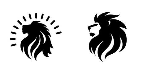 Lion Head Logos in Black and White illustration
