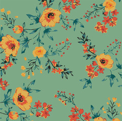 botanical floral, vector, seamless pattern , herbs and leaves ,big set, background with flowers