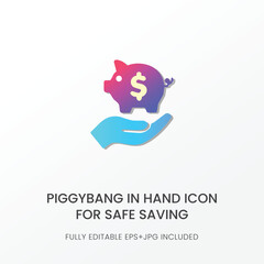 Finance Piggy Bank in Hand for Secure Money Storage