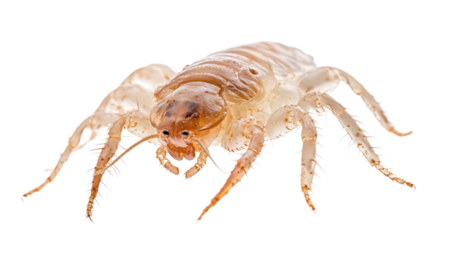 Head louse macro image Transparent background, PNG file