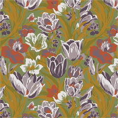 botanical floral, vector, seamless pattern , herbs and leaves ,big set, background with flowers