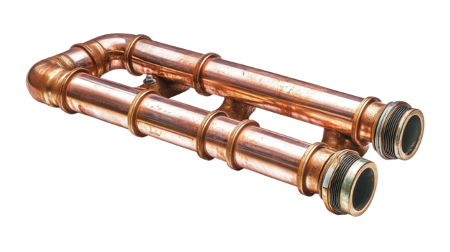 Heat pipe cooling component, Transparent background, PNG file