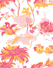 botanical floral, vector, seamless pattern , herbs and leaves ,big set, background with flowers