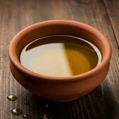 Clarified Butter in Earthenware Bowl Ghee Production and Culinary Uses