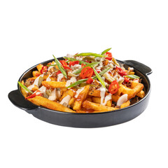 Mexican cheesy fries in a plate on a Transparent PNG Background