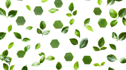 Hexagon-pattern herb leaf, Transparent background, PNG file