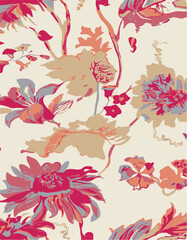 botanical floral, vector, seamless pattern , herbs and leaves ,big set, background with flowers