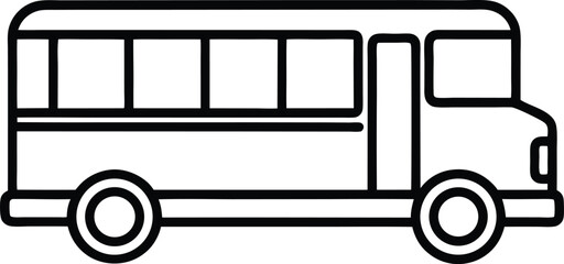 school bus icon line art vector illustration on transparent background
