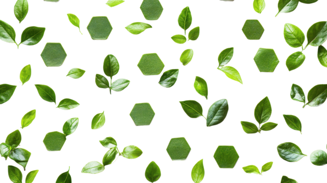 Hexagon-pattern herb leaf, Transparent background, PNG file - Powered by Adobe