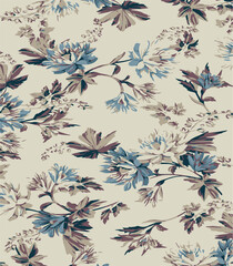 botanical floral, vector, seamless pattern , herbs and leaves ,big set, background with flowers