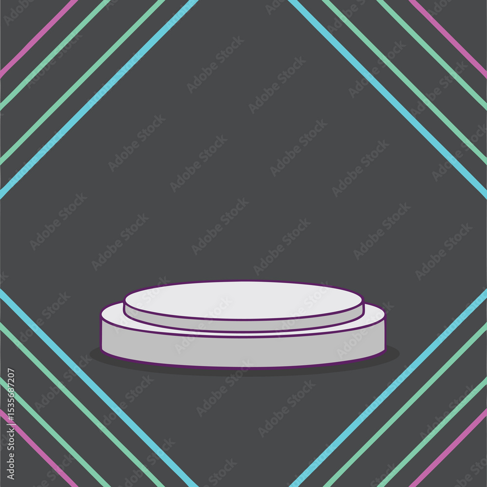 Poster abstract product display podium with neon lines and dark background ideal for showcasing products or