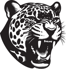 Black and White Jaguar Vector Illustration – Minimalist Wild Cat Silhouette Art