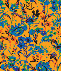 botanical floral, vector, seamless pattern , herbs and leaves ,big set, background with flowers