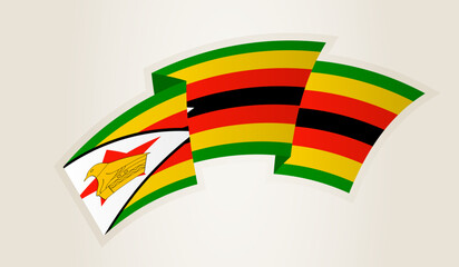 Zimbabwe Flag in Abstract Ribbon Shape, National Symbol of the Zimbabwe.