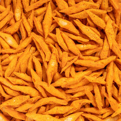 Traditional Indian Namkeen texture close-up macro picture