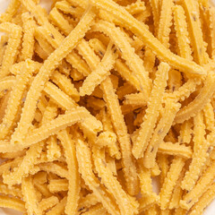 Traditional Indian Namkeen texture close-up macro picture