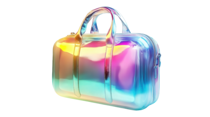 Holographic transparent travel bag Transparent background, PNG file