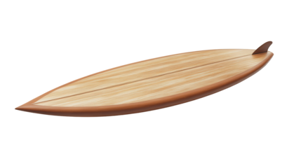 Hybrid surfboard with embedded stabilizers, Transparent background, PNG file