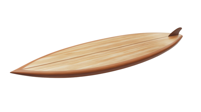 Hybrid surfboard with embedded stabilizers, Transparent background, PNG file