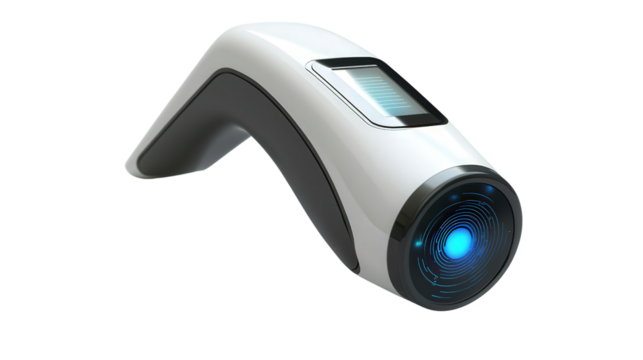 Infrared forehead thermometer, ergonomic design, Transparent background, PNG file