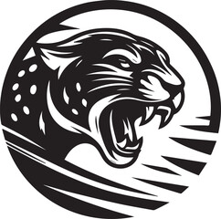 Black and White Jaguar Vector Illustration – Minimalist Wild Cat Silhouette Art