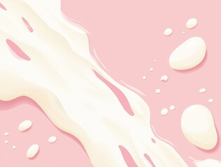 milk or cream splash on pastel pink and beige background