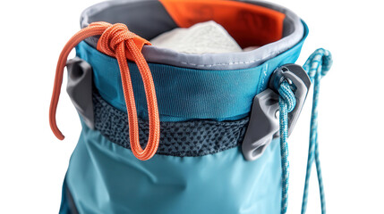 Innovative rock climbing chalk bag with cooling system, Transparent background, PNG file