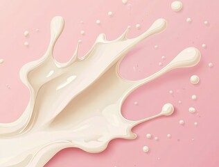 milk or cream splash on pastel pink and beige background