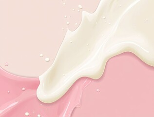 milk or cream splash on pastel pink and beige background