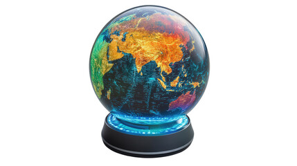Interactive globe with touch screen interface, Transparent background, PNG file