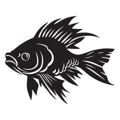 Obraz premium goldfish silhouette black and white illustration