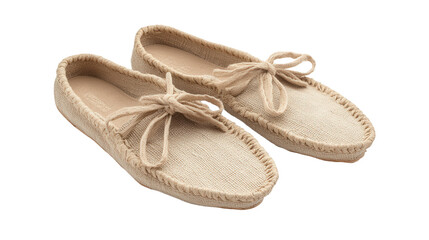 Lace-up espadrilles in beige linen, Transparent background, PNG file