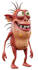 Cartoon Red Monster Character Illustration on Black png, isolated on trasparent background